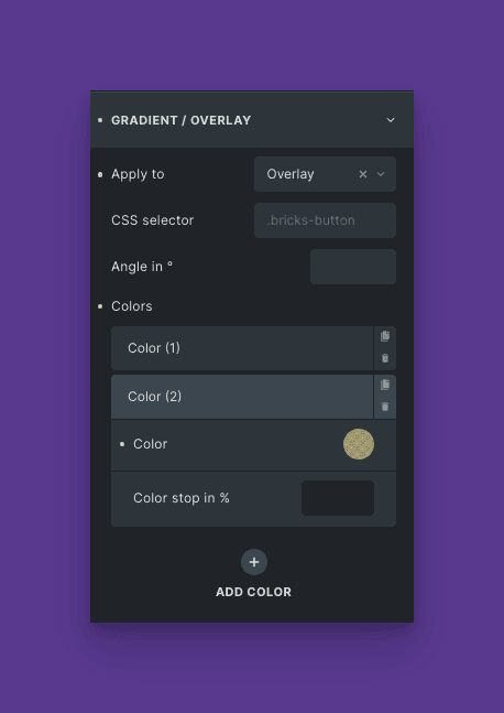 overlay gradients builder settings
