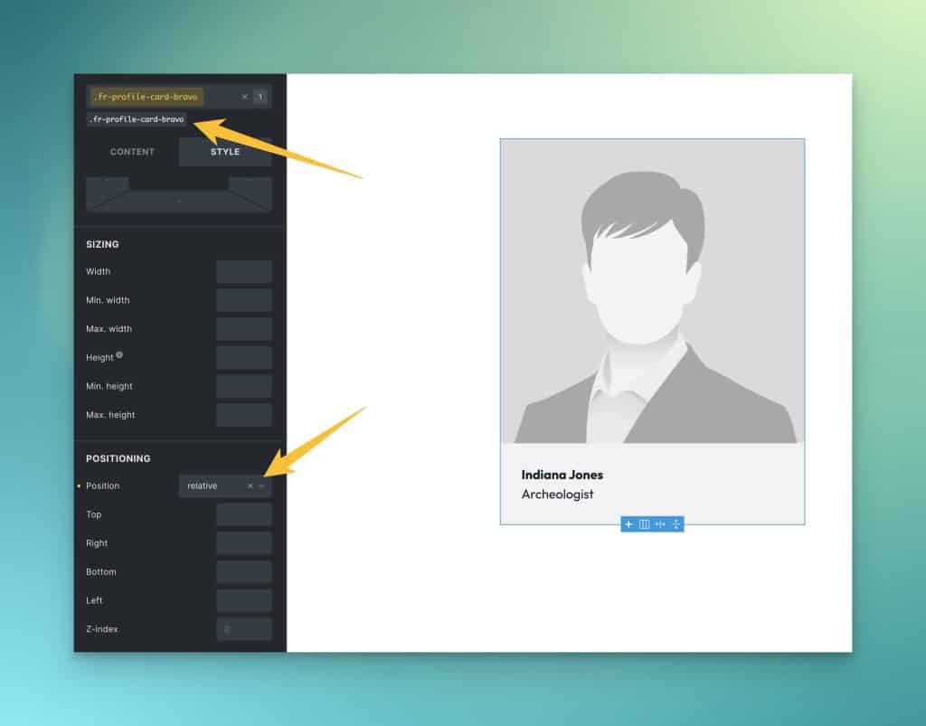 Applying position relative to parent element