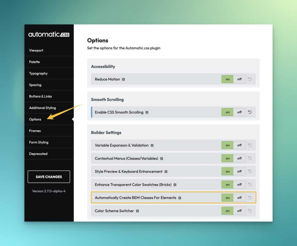 ACSS Auto-BEM Settings in Dashboard