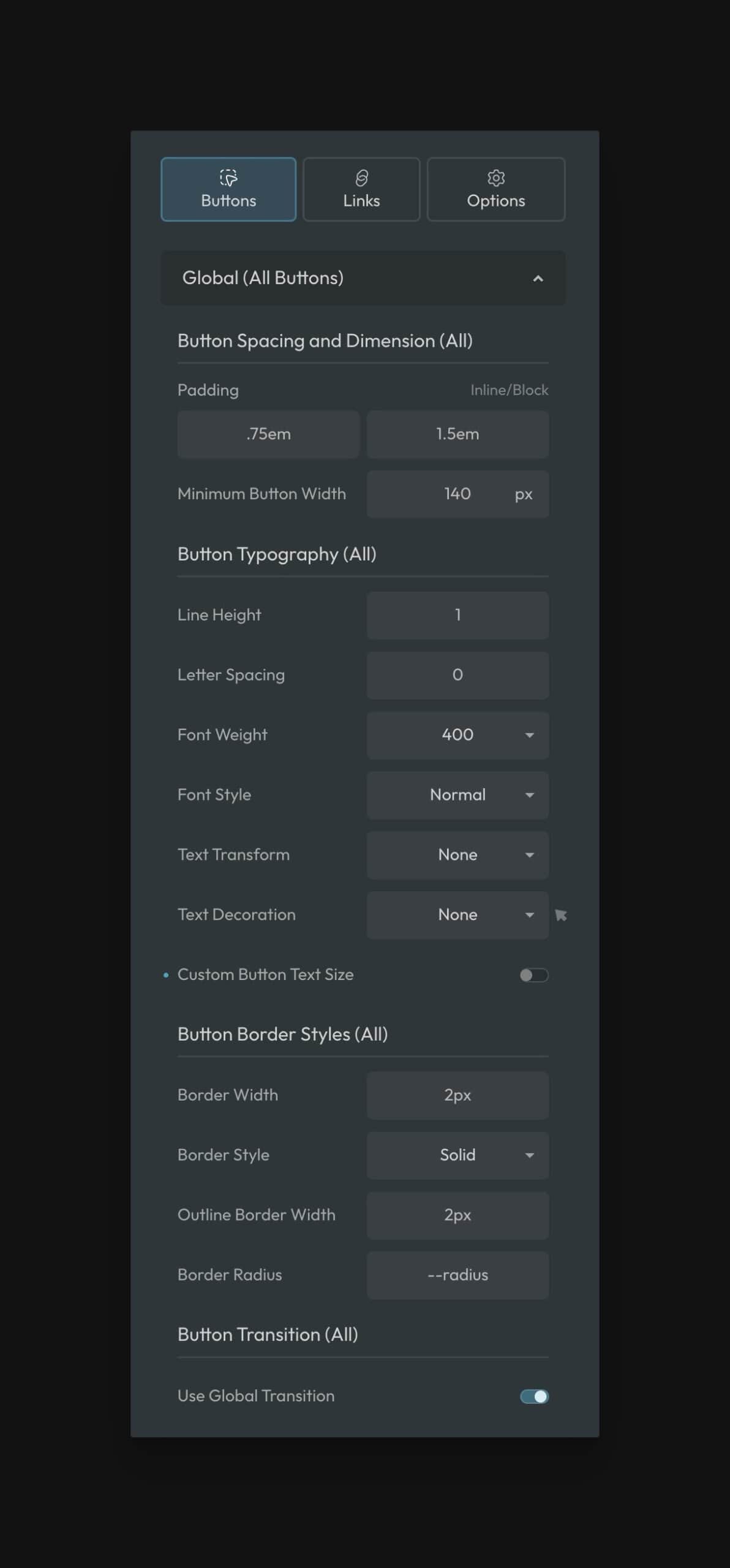 ACSS Global Button Styling Options