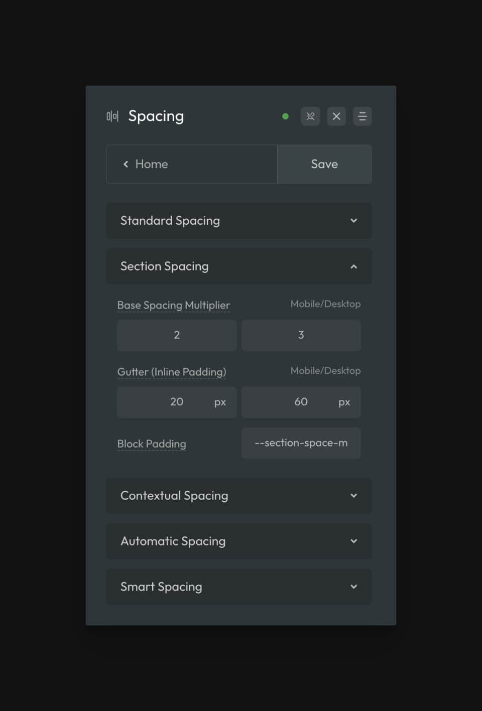 Section Spacing in ACSS