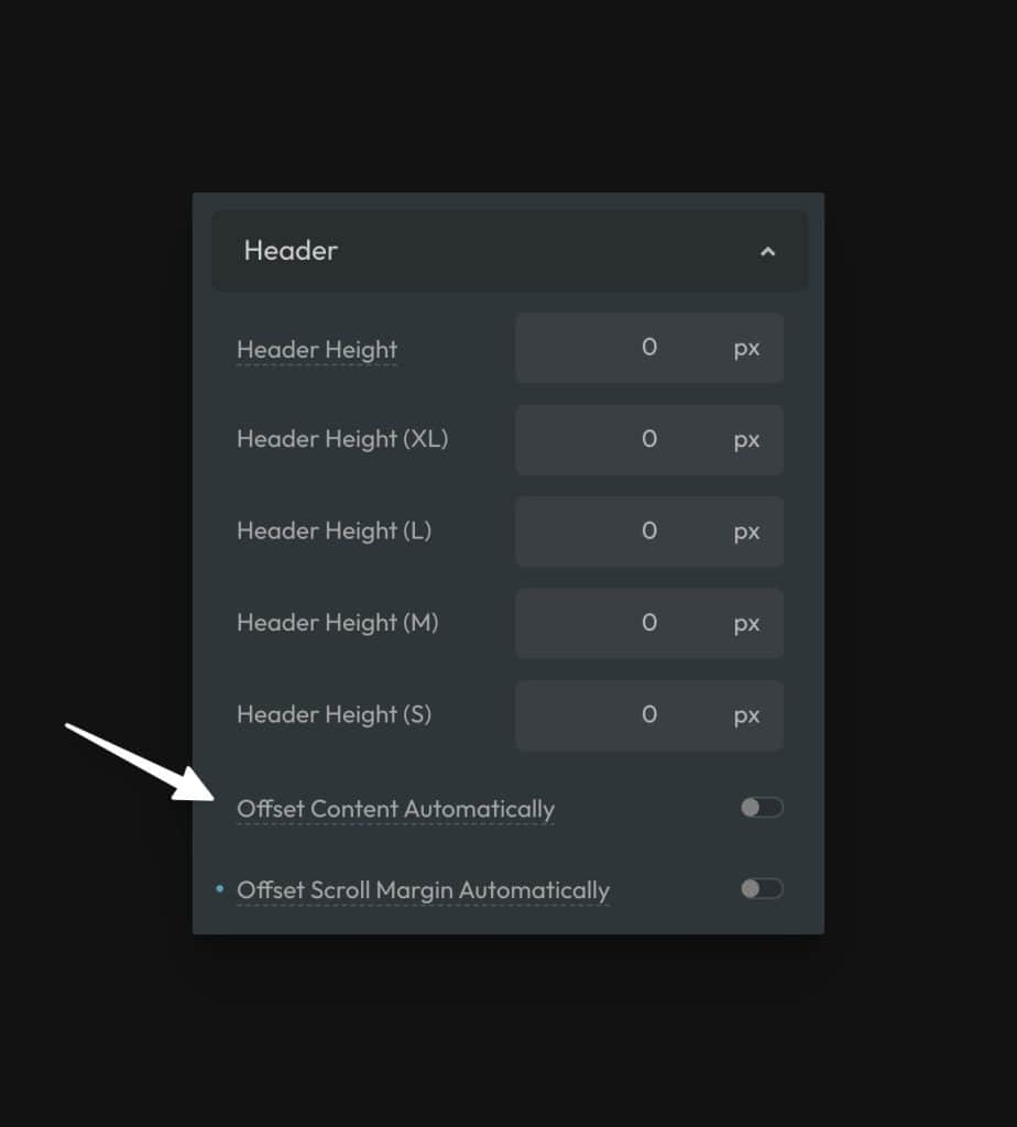 Offset Content Automatically Option