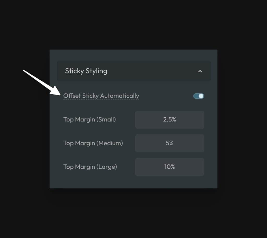 Offset Sticky Automatically Option