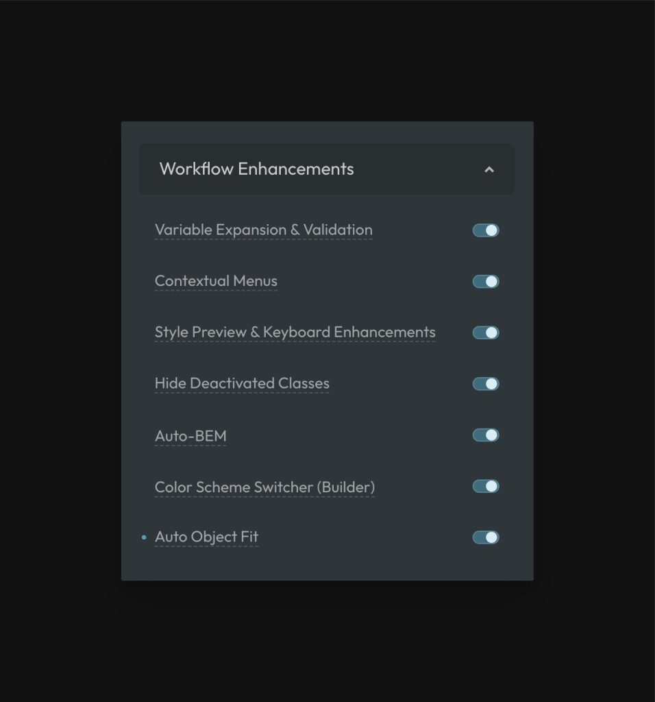 Workflow Enhancements Panel