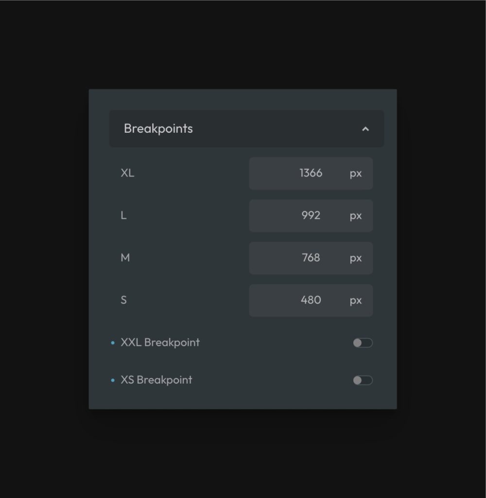 Breakpoints Setup Panel