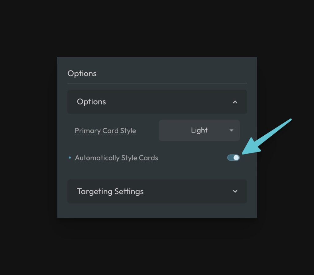 Card Options Panel