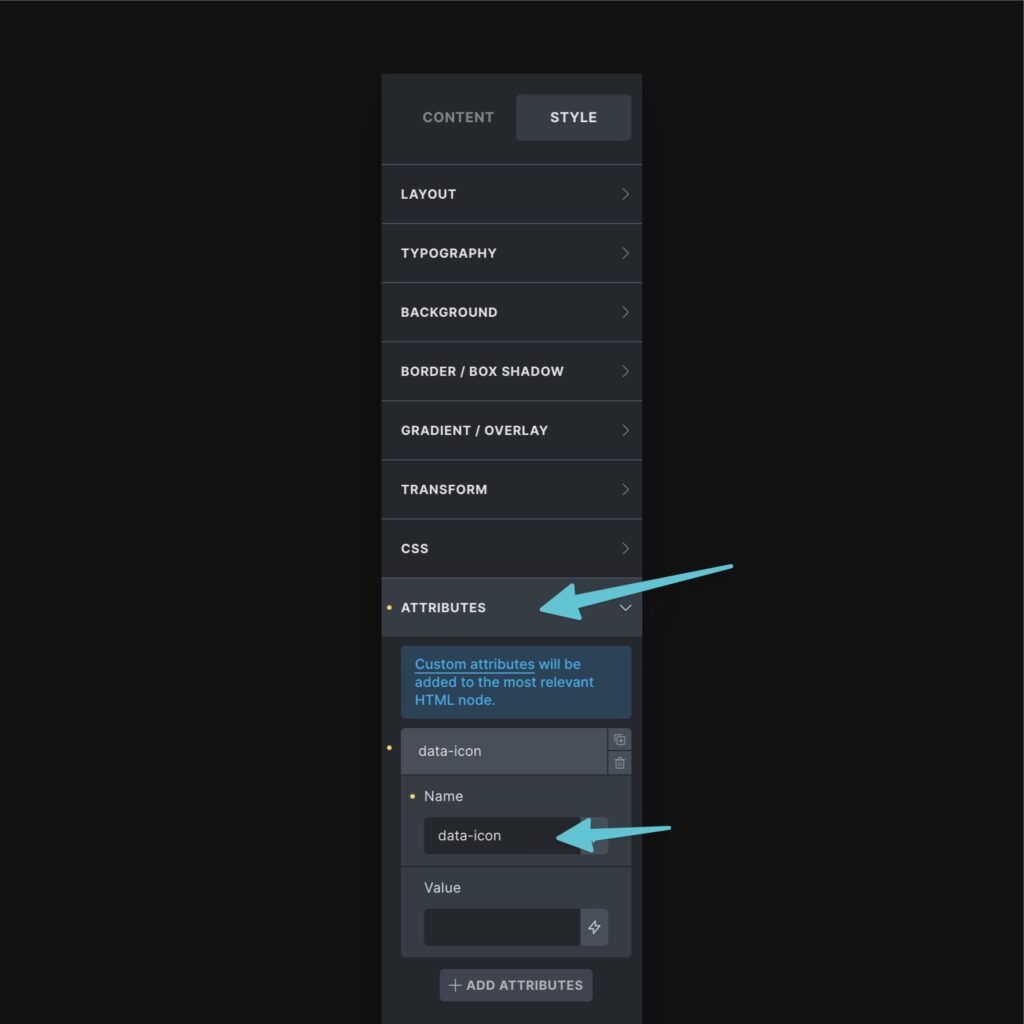 Adding a data attribute in Bricks Builder