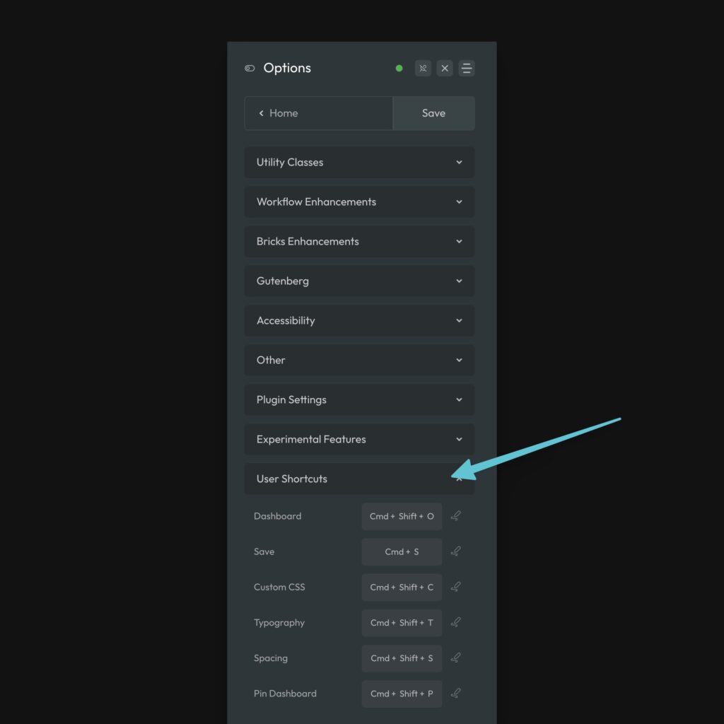 ACSS shortcut options