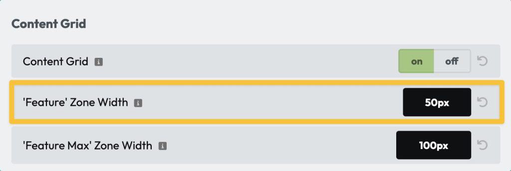 Content Grid Feature Zone Width in ACSS Dashboard