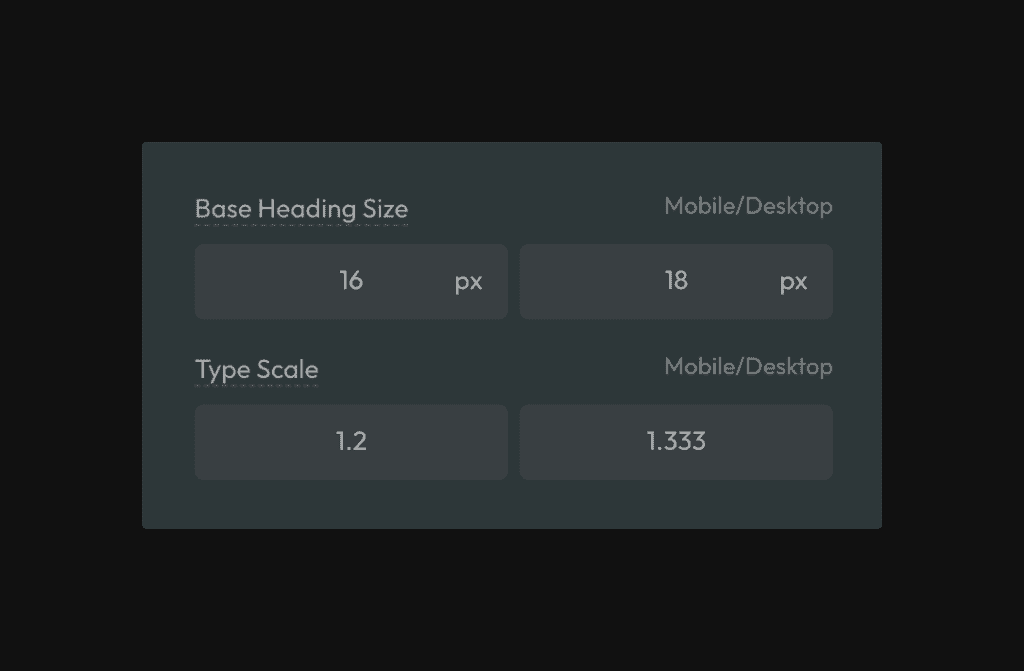 ACSS Base Heading Settings