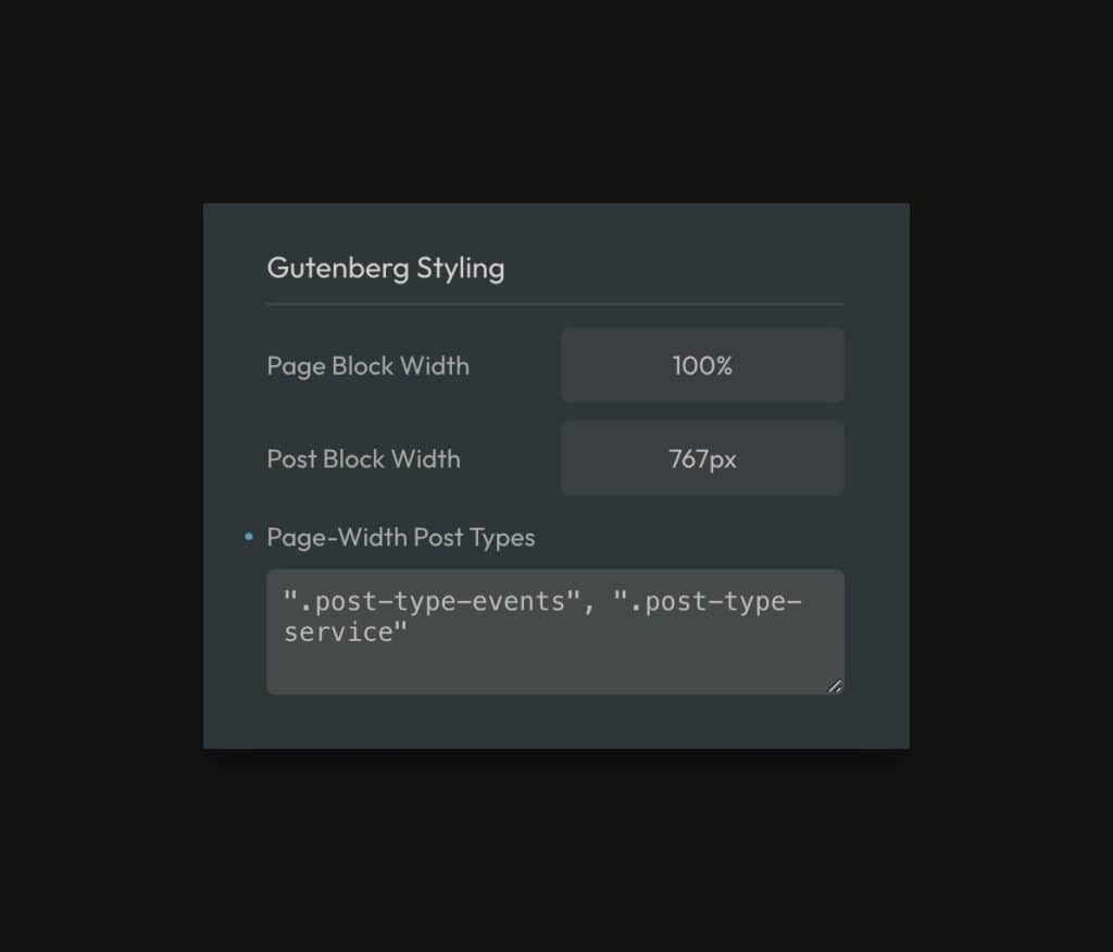 Gutenberg block width settings in ACSS